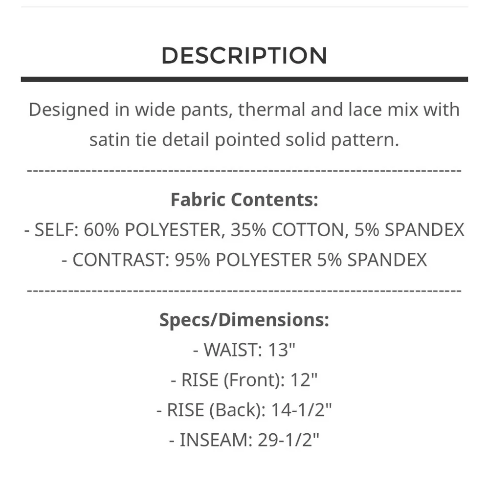 BPB217-9🖤NEW! POL spectacular black tie waist pants w/lace inset bottoms! wow! - Picture 7 of 7